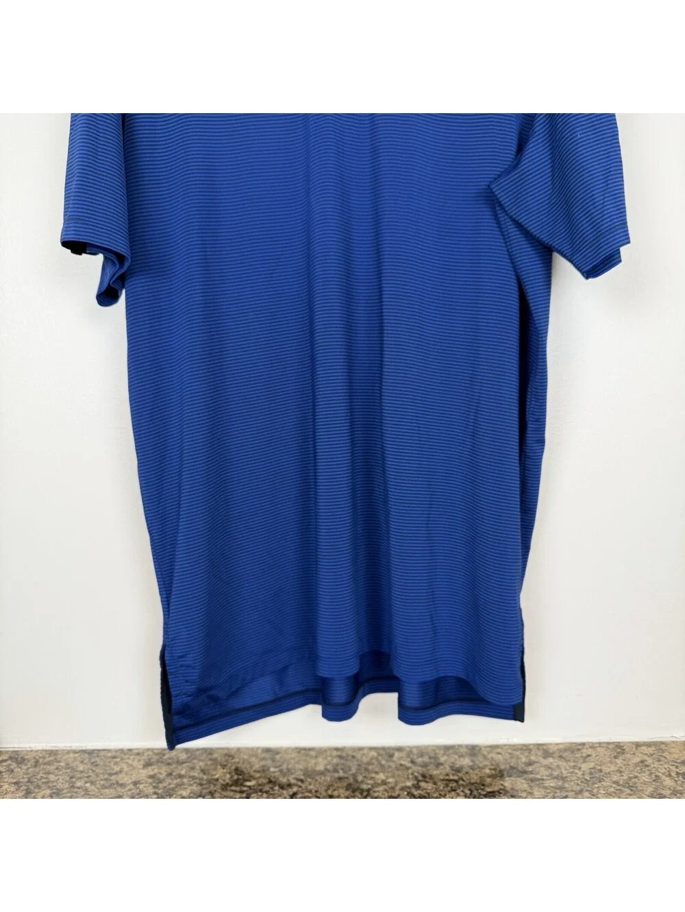 RLX Ralph Lauren Golf Polo Shirt Mens XL Blue Black Striped Performance Short